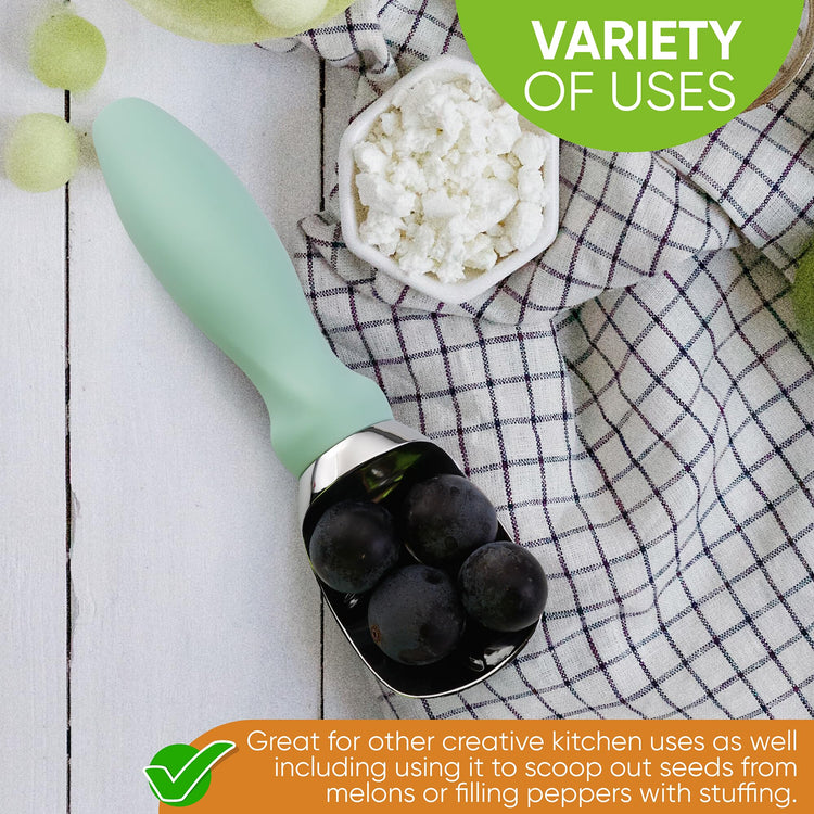 Heavy Duty Metal Ice Cream Scoop with Soft Grip Handle