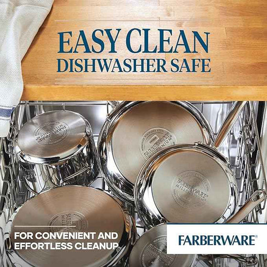 Farberware Millennium Stainless Steel Nonstick Cookware Set, 10-Piece Pot and Pan Set, Stainless Steel