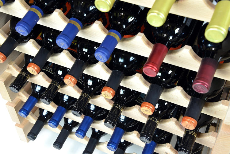 sfDisplay.com,LLC. Modular Wine Rack Beechwood 24-72 Bottle Capacity 6 Bottles Across up to 12 Rows Newest Improved Model (24 Bottles - 4 Rows)