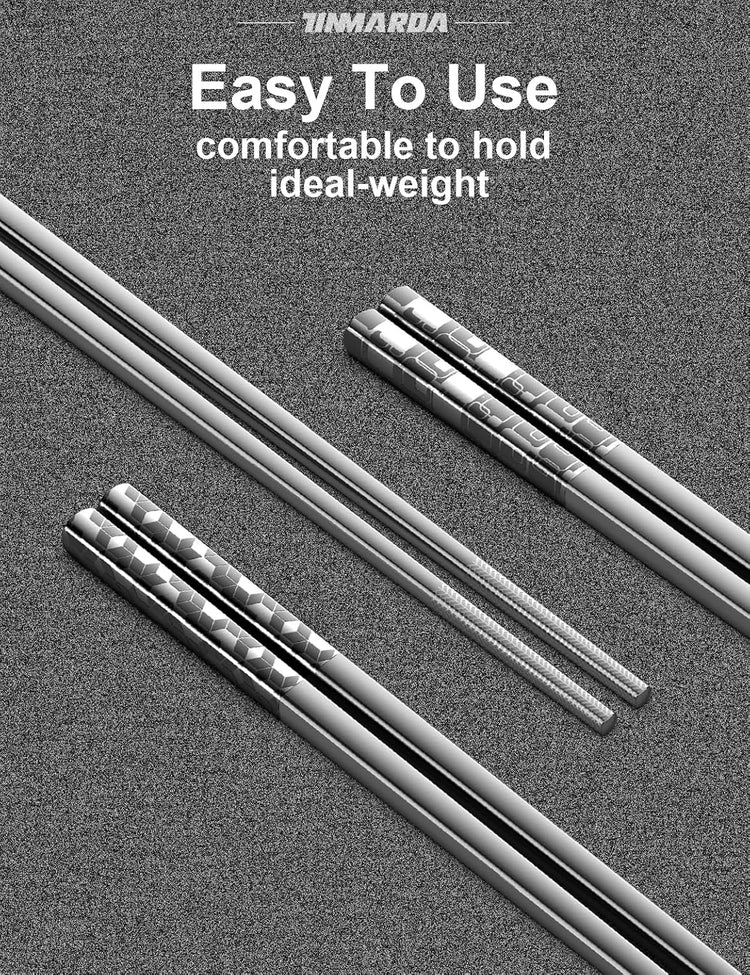 Metal Chopsticks Reusable 18/8 Stainless Steel Chopstick Sleek Engraving Patterns Chop Sticks Reusable Dishwasher Safe Non-Slip Japanese Korean ChopStick 5 Pairs Present Set