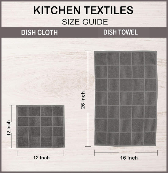 AMOUR INFINI Dish Cloths for Washing Dishes Set of 8 - Highly Absorbent, Super Soft Kitchen Dishcloths - Reusable Quick Dry Dish Rags for Cleaning & Drying Kitchen Linens (12x12 Inch - L.Grey) - Nestoria