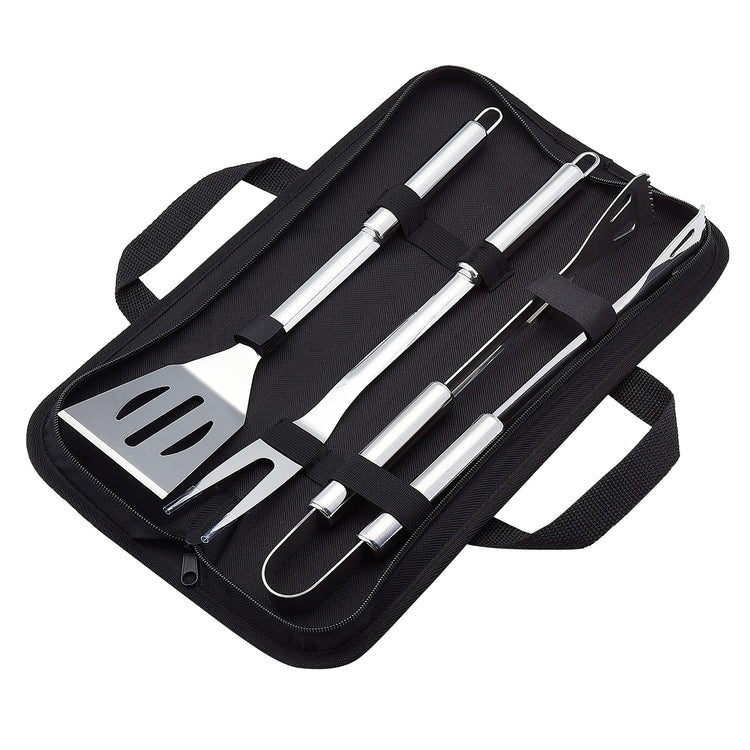 4 Piece Stainless Steel BBQ Grilling Tool Set with Carry Bag (4 Count)