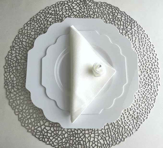 " OCCASIONS " 640 Piece set (80 Guests)-Heavyweight Wedding Party Disposable Plastic Plate Set - 80 x 10.5'' + 80 x 8'' + Silverware + 12oz Cups + Napkins (Imperial in White)