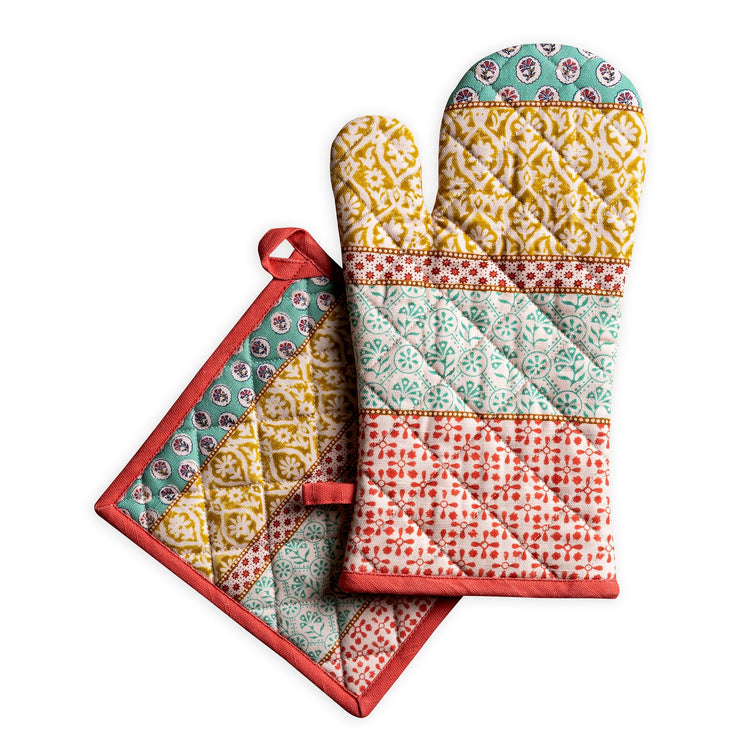 100% Cotton Oven Mitt & Pot Holder Set