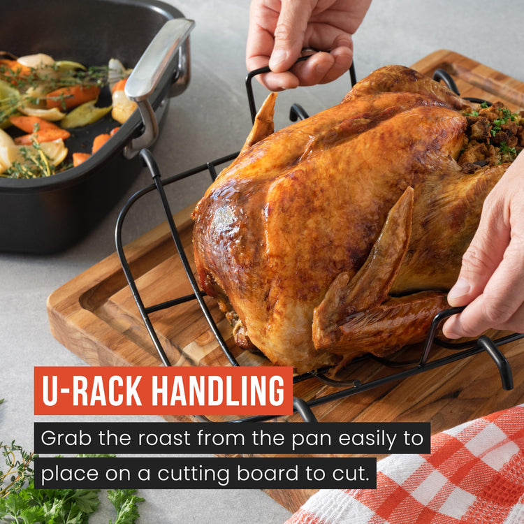 Deluxe Large Carbon Steel Roasting Pan with U