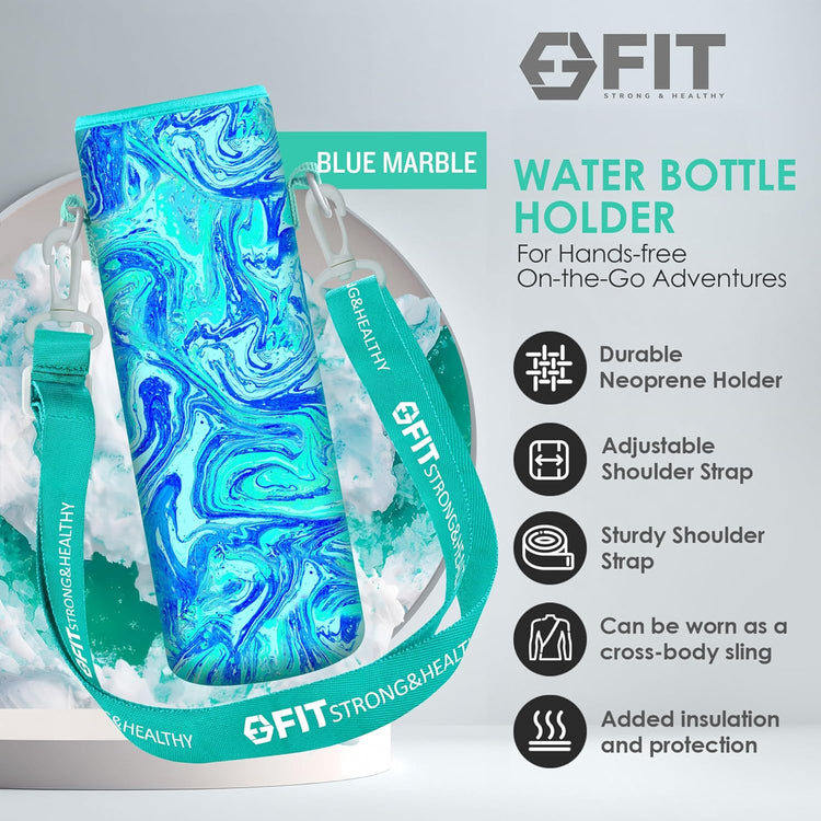 FIT Strong & Healthy 32 oz Glass Water Bottle with Straw Lid, Time Marker, Sleeve & Extra Lid - Motivational, Wide Mouth 1 Liter Glass Drinking Bottle