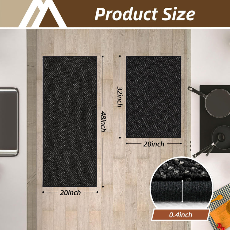 Kitchen Rugs Set of 2 Non (64 Sq Ft)