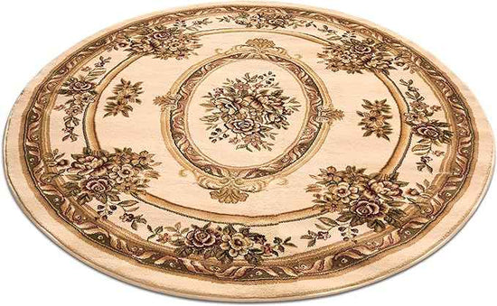 Well Woven Timeless Collection Le Petit Palais Ivory 8' Foot Round Luxurious Traditional French Medallion Oriental Area Rug Perfect for Living Room Bedroom or Dining Room Easy-to-Clean Durable Design
