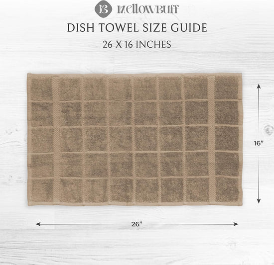 100% Cotton Terry Dish Towels, 4 Pack Plain, 16 x26 Inches, Super Soft and Absorbent Kitchen Towels, Perfect for Kitchen Cleaning and Dish Washing | Tan - Nestoria