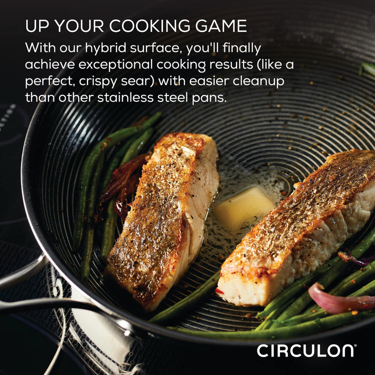 Clad Stainless Steel Induction Frying Pan and Wok Set with Hybrid SteelShield and Nonstick Technology (4 Count)