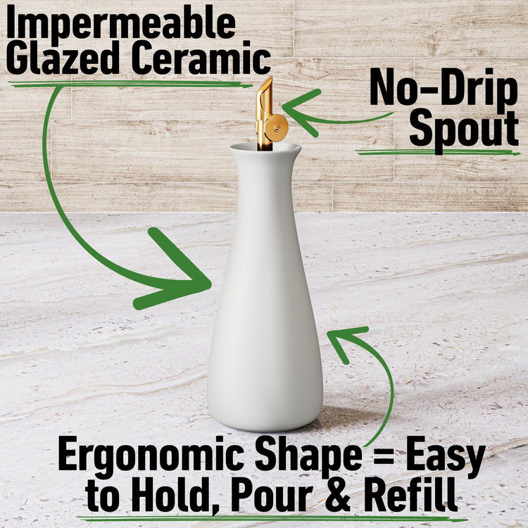 Ceramic Olive Oil Dispenser with Self