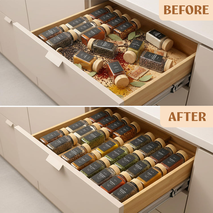 Bamboo Spice Drawer Organizer