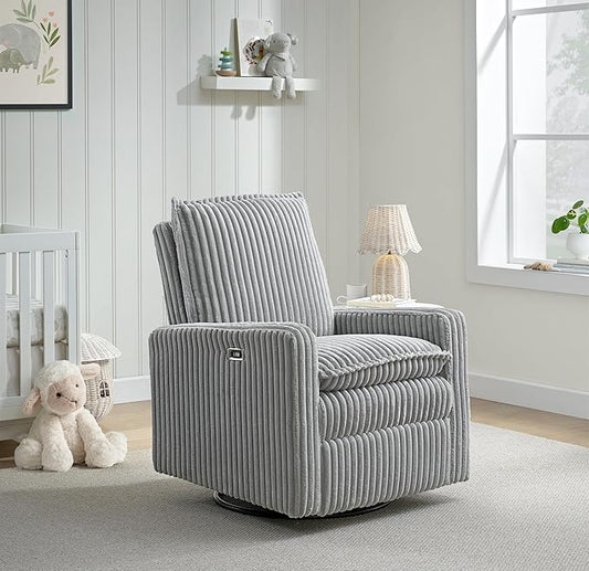 Oxford Baby Uptown Power Recliner/Glider, Corduroy, Ash Gray