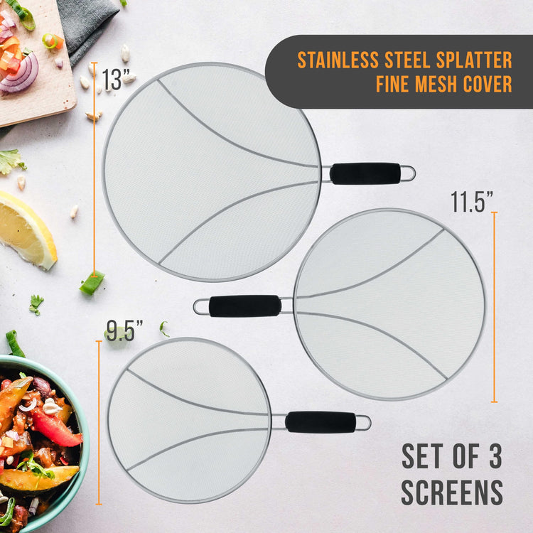 3 Piece Stainless Steel Splatter Guard Set