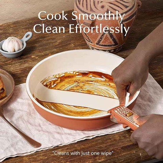 CAROTE 21-Piece Ceramic Cookware Set, Nonstick Pots and Pans Set with Detachable Handle, Non-Toxic Kitchen Cooking Set, Induction Compatible, Dishwasher & Oven Safe, Terracotta