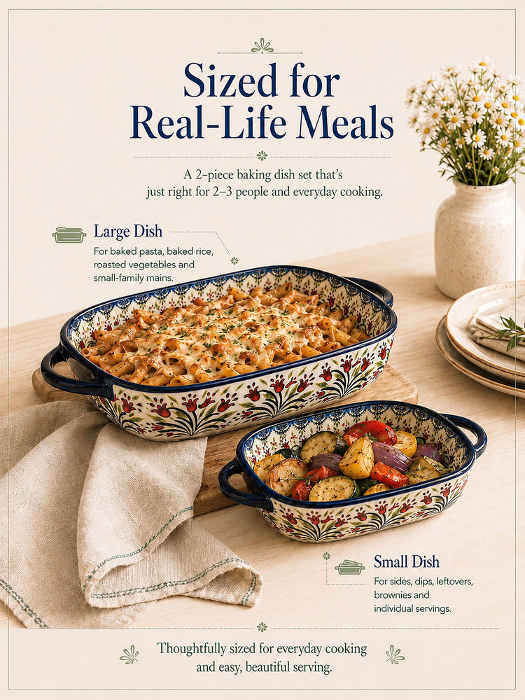 2 Piece Polish Pottery Style Ceramic Baking Dish Set (2 Count)