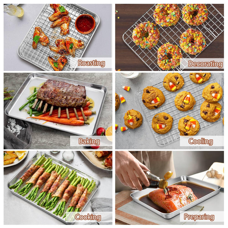 12.5+9 Inch Toaster Oven Pan Tray with Wire Rack