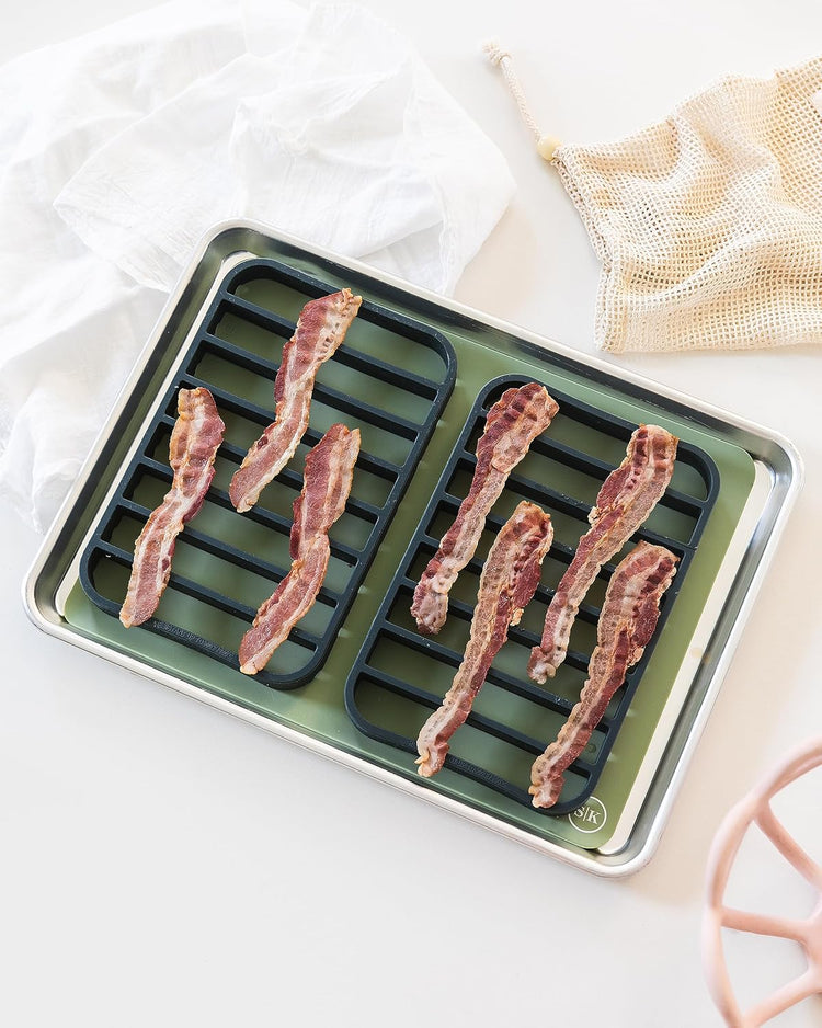The Silicone Kitchen Silicone Roasting Rack Pan Extra Large, Dishwasher Safe, BPA Free, Non-Toxic, 7 in by 10.75 in, Navy, 2 Pack