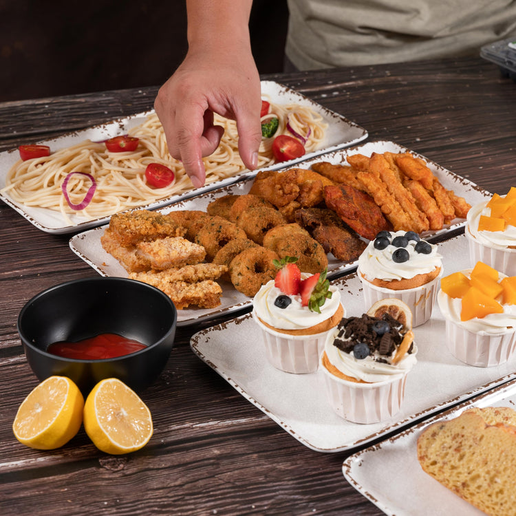 4 Pack 14" x 7" White Serving platter Set (4 Count)