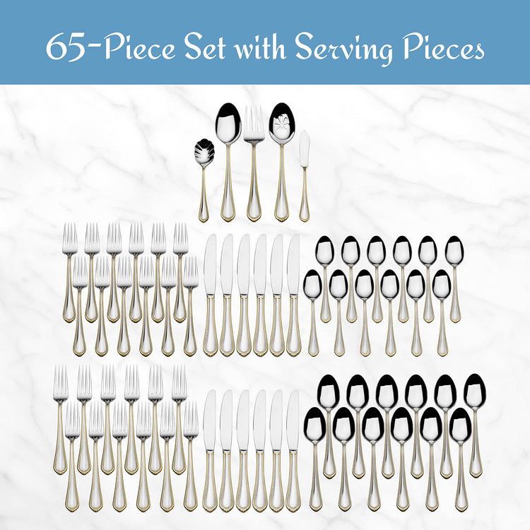 Gold Accent Regent Bead Flatware Service for 12