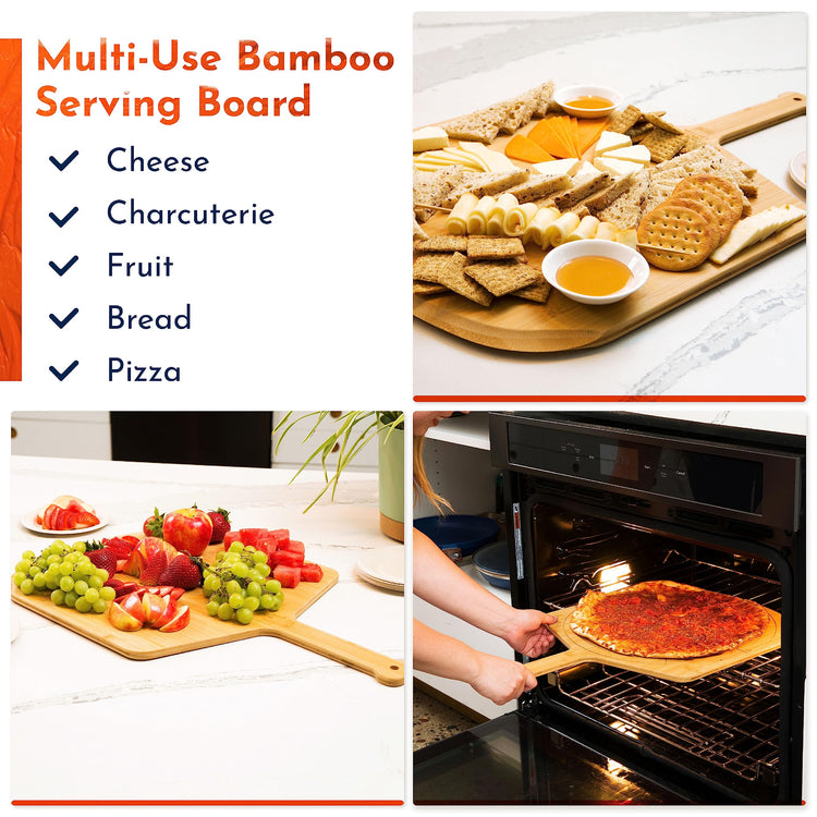 Wooden Pizza Peel 16 Inch Board with Engraved Sizes
