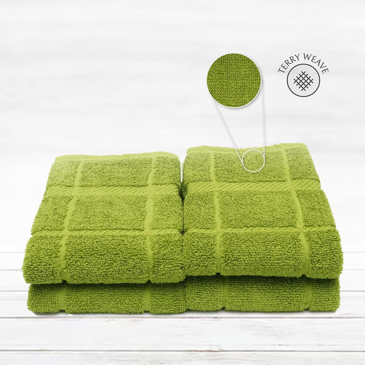 100% Cotton Terry Dish Towels, 4 Pack Plain, 16 x26 Inches, Super Soft and Absorbent Kitchen Towels, Perfect for Kitchen Cleaning and Dish Washing | Green - Nestoria