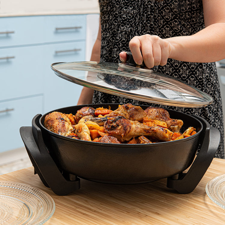 Round Electric Skillet with Lid