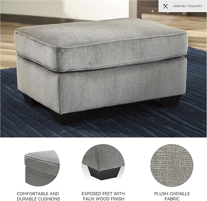Signature Design by Ashley Altari Modern Rectangular Accent Ottoman, Light Gray