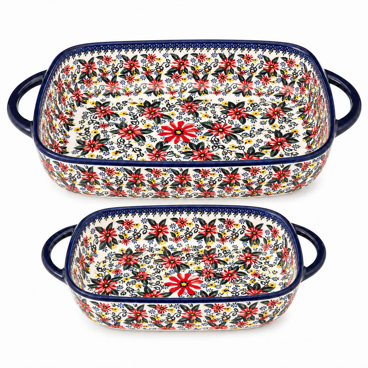 2 Piece Polish Pottery Style Ceramic Baking Dish Set (2 Count)
