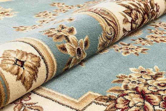 Well Woven Timeless Collection Le Petit Palais Light Blue 5' Foot Round Luxurious Traditional French Medallion Oriental Area Rug Perfect fLiving Room Bedroom Dining Room Easy-to-Clean Durable Design