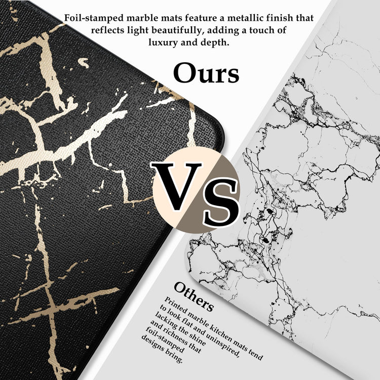 Gold Foil Stamped Marble Kitchen Mats for Floor 2PCS Cushioned Anti Fatigue Non Slip Waterproof Comfort Leather Kitchen Rugs 2 (19.64 Sq Ft)