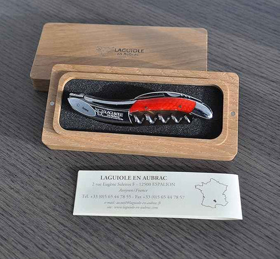 Laguiole En Aubrac Sommelier Waiter's Corkscrew, Juma Orange Handle, Wine Opener With Foil Cutter & Bottle Opener