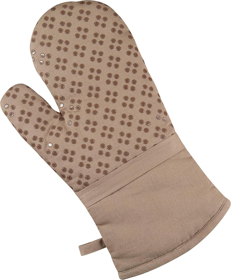 Sticky Toffee 9-Piece Kitchen Set – Tan 100% Cotton Terry Dish Towels, Dishcloths, Oven Mitts, and Pot Holders with Non-Slip Silicone Grip, Oeko-Tex Cotton