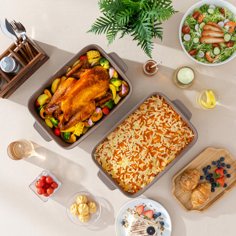 Large 9x13 Ceramic Baking Dish with Handles