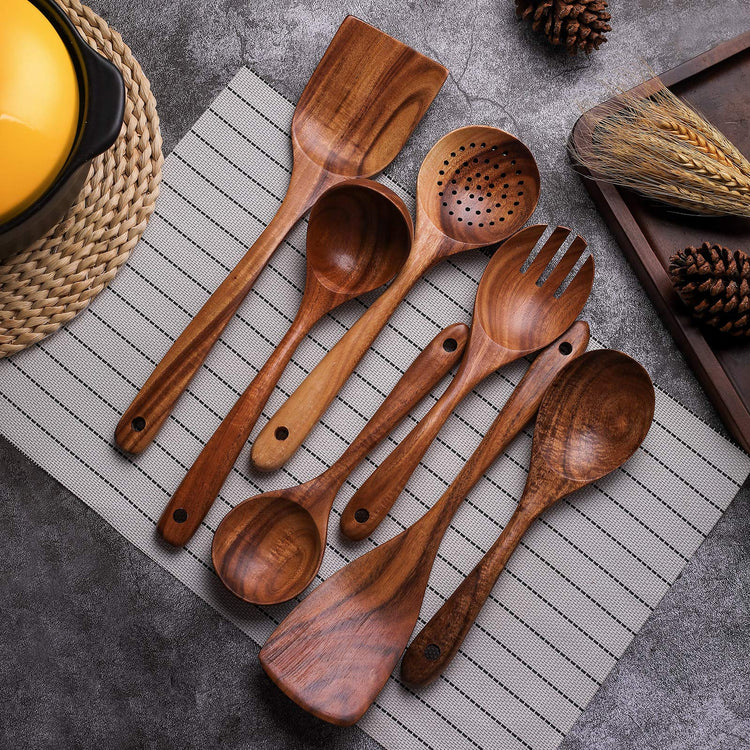 Wooden Non Stick Kitchen Pan Toolset 7 Pieces Set (7 Count)
