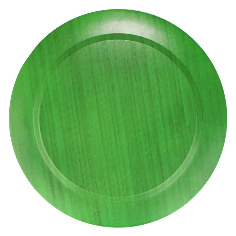 13" Dia Green Bamboo Reusable Dinnerware Charger Round Plates for Catered Events