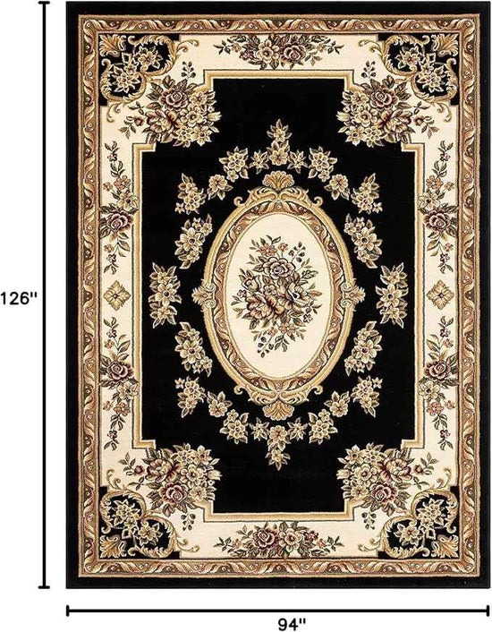 Pastoral Medallion Black French European Formal Traditional 8x11 8x10 (7'10" x 10'6") Area Rug Easy to Clean Stain / Fade Resistant Contemporary Floral Thick Soft Plush Living Dining Room Rug