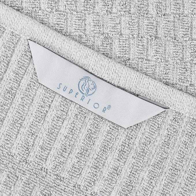Superior Juno Viscose Cotton Blend Medium Weight Towels, for Bathroom, Shower, Spa, Plush, Quick Dry, Ultra-Soft Towels, Bath Essentials, Border Detail, 3 Piece Assorted Towel Set, Platinum