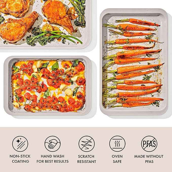 OXO Good Grips Non-Stick Pro Ceramic Coated Metal Bakeware 3-Piece Sheet Pan Set – Biscuit