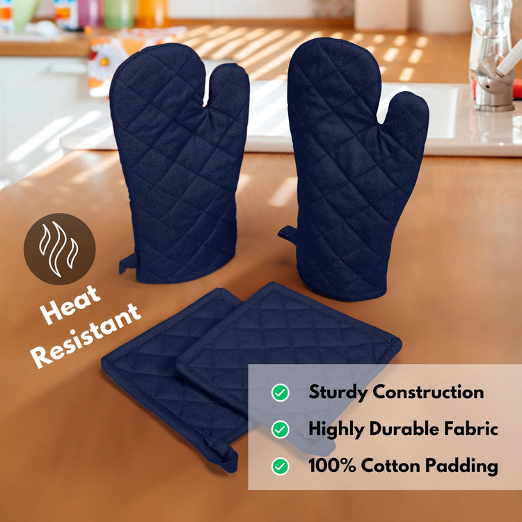 4 Piece Set 2 Oven Mitts & 2 Potholders (4 Count)