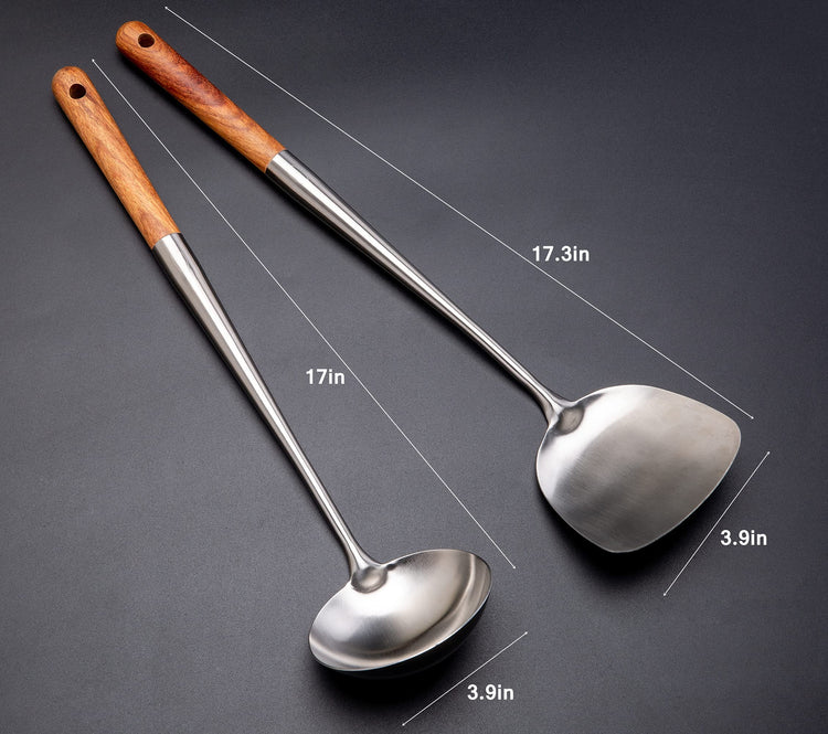 Wok Spatula and Ladle Tool Set