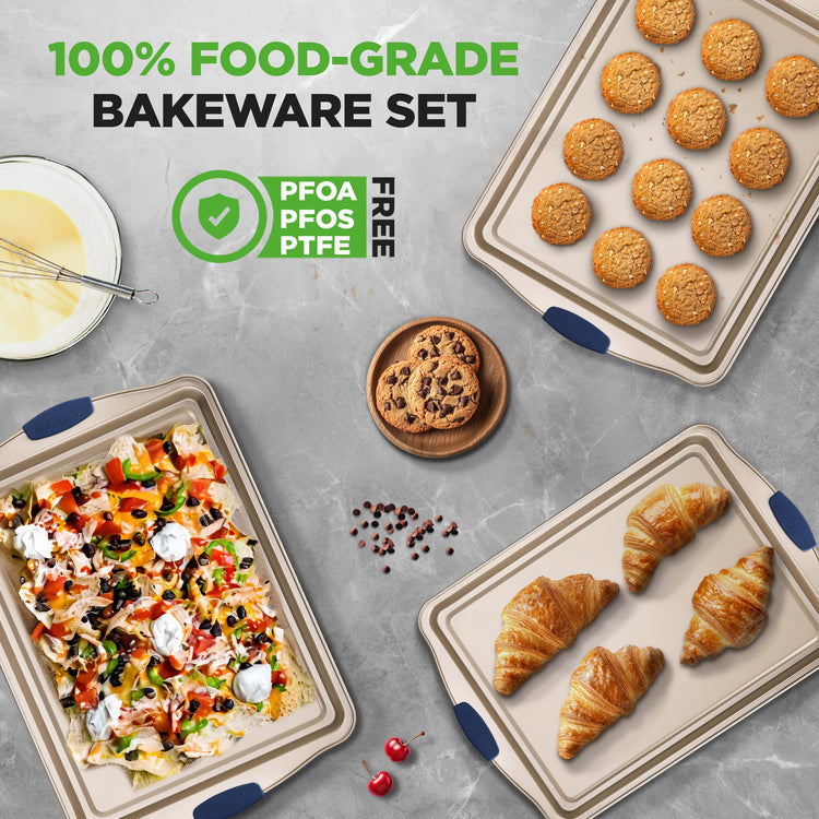 3‑Piece Non‑Toxic Cookie Sheets for Baking
