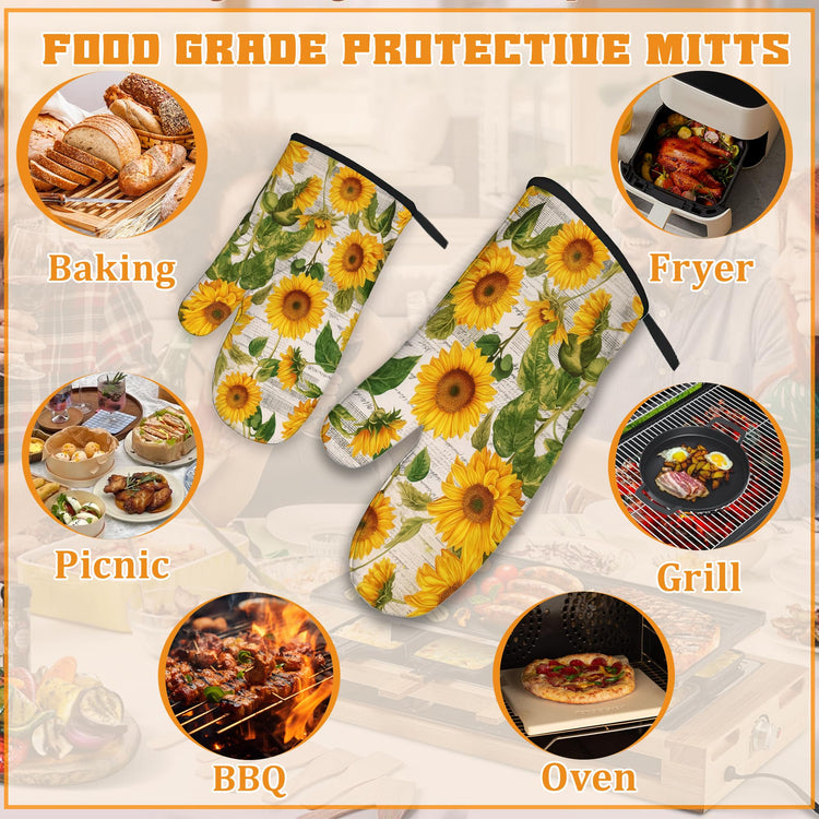 Vintage Sunflower Oven Mitts and Pot Holders (4 Count)