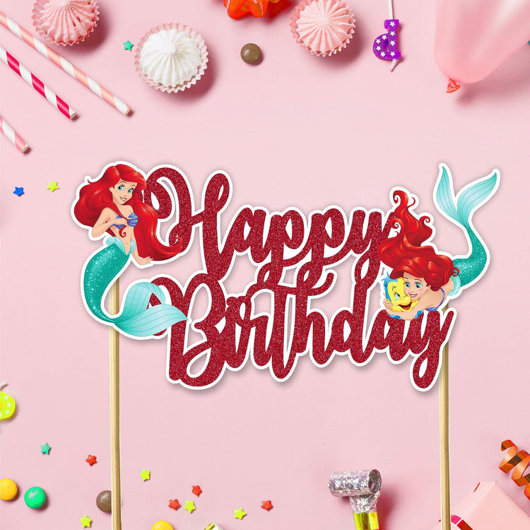 The Litle Mermaid Happy Birthday Cake Topper
