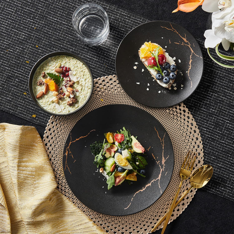 24 Piece Matte Crackle Dinnerware Sets