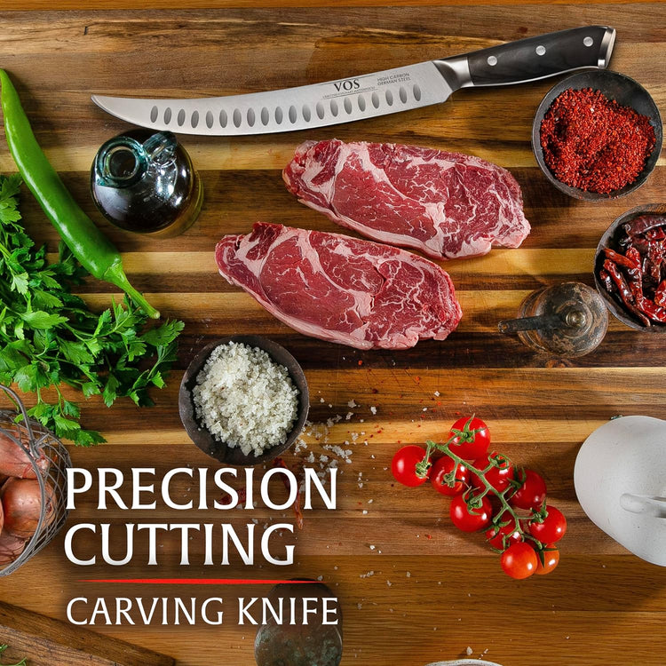 Vos 10" Breaking Knife & Butcher Knife – German Steel Brisket Slicer with Ergonomic Handle, Razor Sharp Blade, Full Tang Carving Knife for BBQ & Meat, Includes Gift Box
