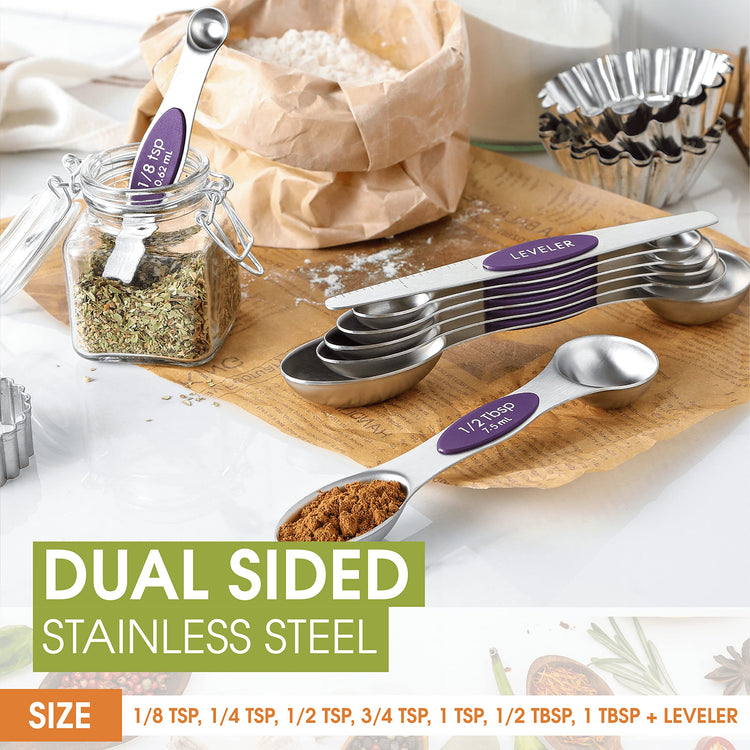 Stainless Steel Magnetic Measuring Spoons Set of 8