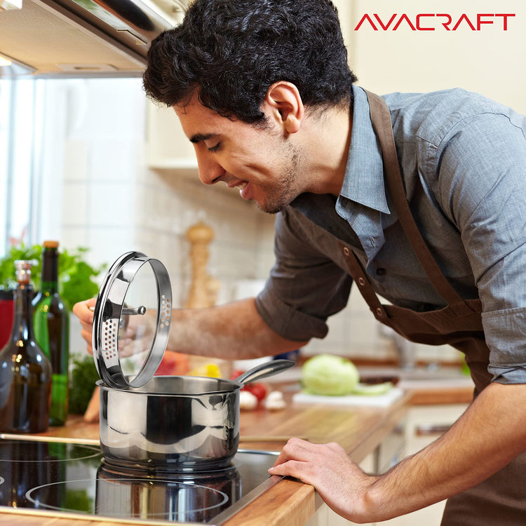 2.5 Quart Stainless Steel Saucepan with Glass Strainer Lid
