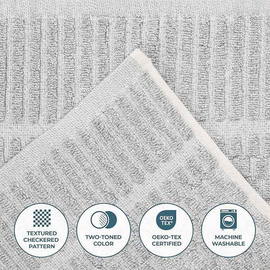 Superior Juno Viscose Cotton Blend Medium Weight Towels, for Bathroom, Shower, Spa, Plush, Quick Dry, Ultra-Soft Towels, Bath Essentials, Border Detail, 6 Piece Assorted Towel Set, Platinum