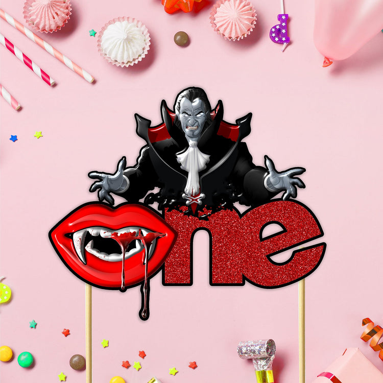 Vampre One Cake Topper with Spooky Fantasy Gothic Theme Design